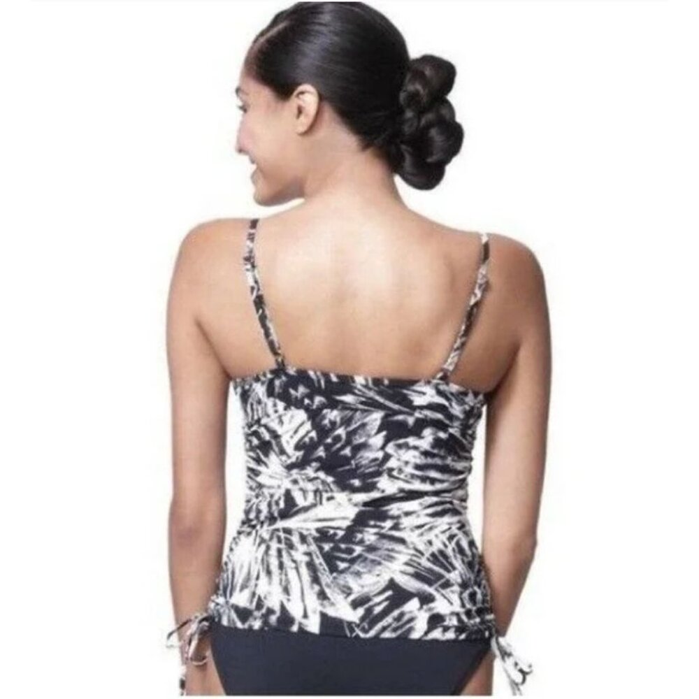 Spanx Love Your Assets Daydream Push Up Black White Tankini Ruched Sides Large - Picture 4 of 12